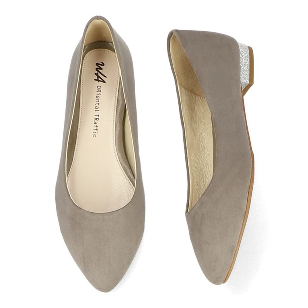 Oriental Traffic Suede Pointed Toe Flats Size 6.5 Light Grey Japan Office Spring
